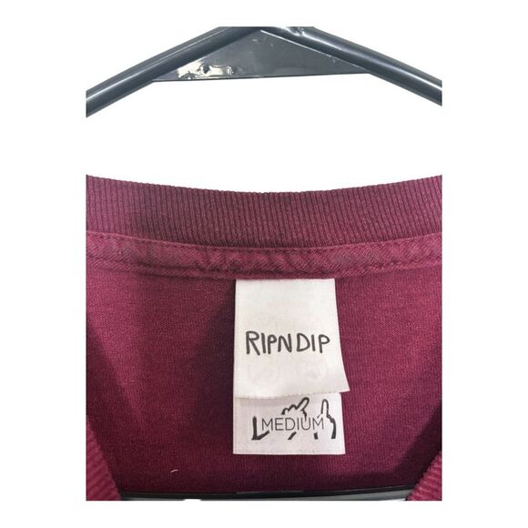 RipNDip Lord Nermal Middle Finger Cat Long Sleeve Tshirt -M Maroon Prayer Hands - Picture 4 of 6